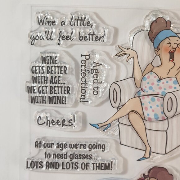 #64 Stamp Set Funny Ladies Wine Cheers Celebrate Friendship - Picture 2 of 6